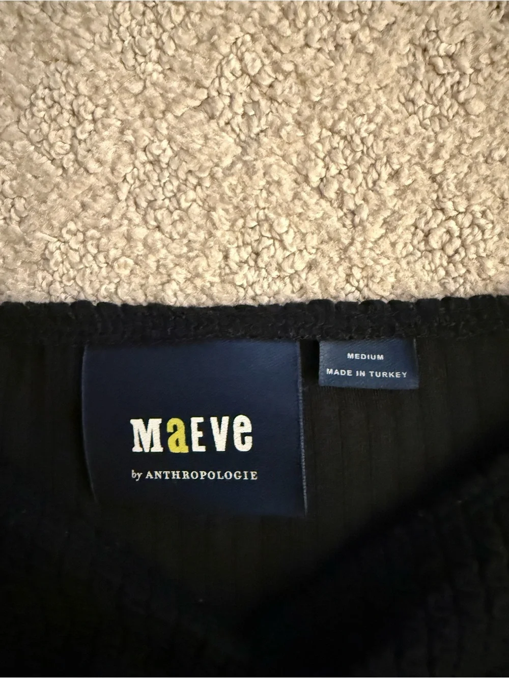 Anthropologie Maeve Black Textured Sweetheart Top Long Sleeve Going Out Medium